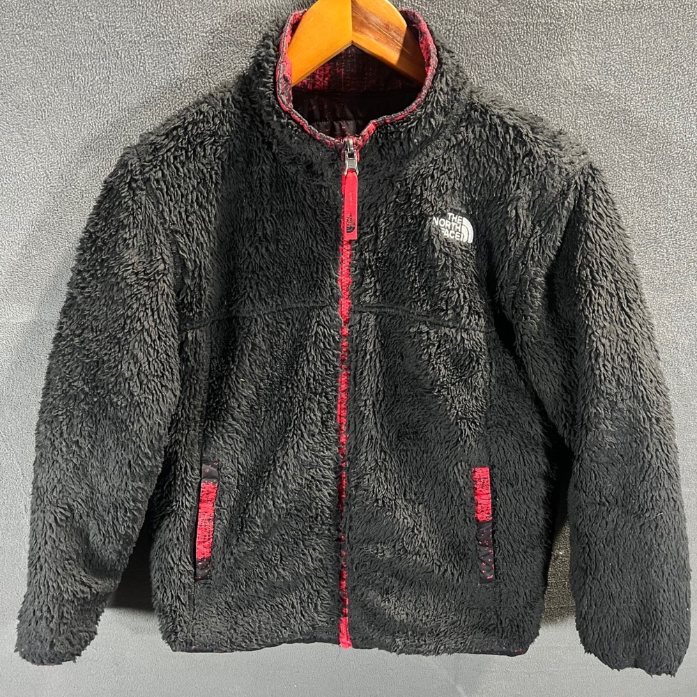 The North Face Boys Reversible Fleece Puffer Jacket Black Red NF0A34QJ M 10/12